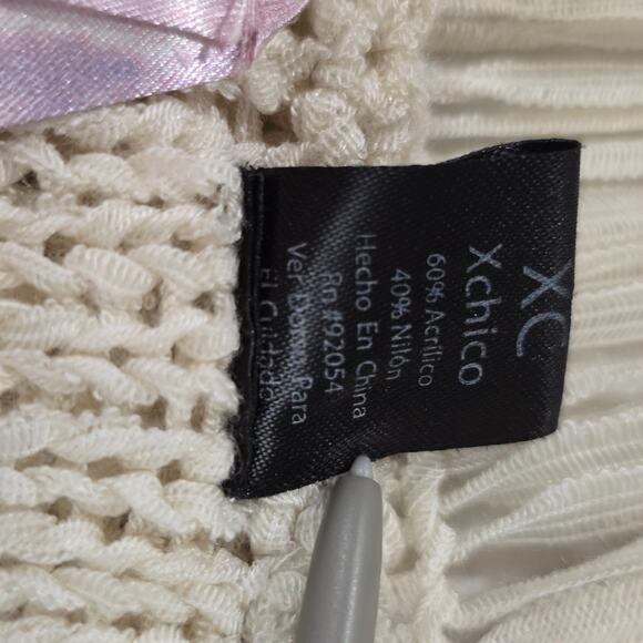 Love by Design Lace Open Front Ivory Sleeveless Cardigan Sz XS Boho Fairy Vest - Picture 7 of 10